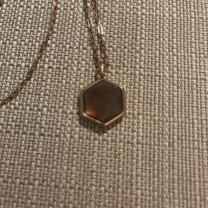 Stella & Dot Rose Gold Hexagon Pendant Locket Necklace